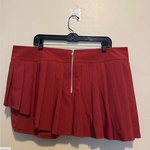 Red Pleated Women's Skirt